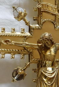 Brass Gothic Processional Crucifix